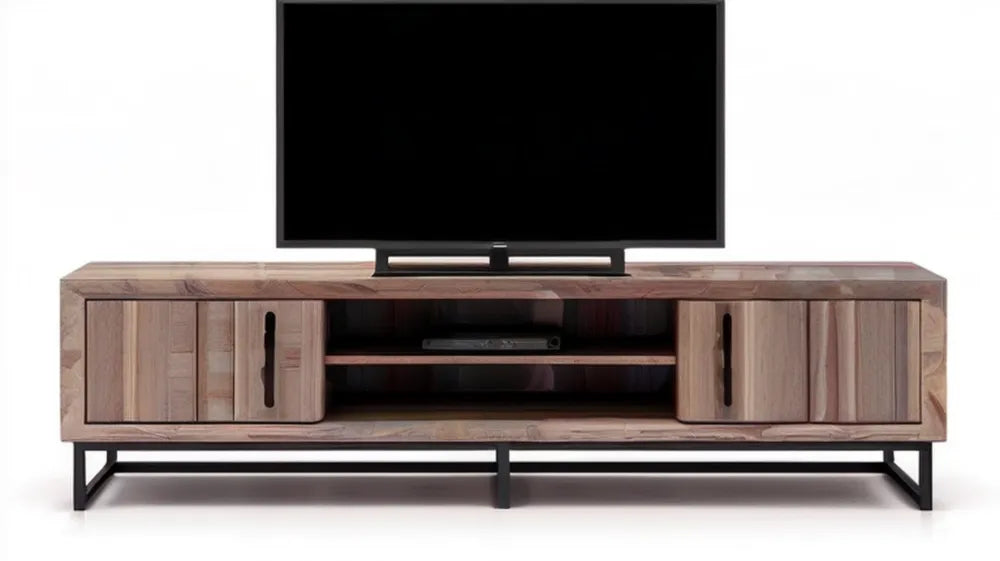 Szafka RTV z litego drewna mango brązowo-czarna 180 x 40 x 50 cm