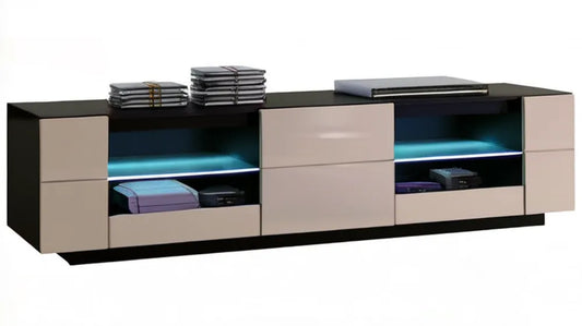 Szafka RTV z płyty laminowanej Czarny/Beżowy 180 x 40 x 45 cm