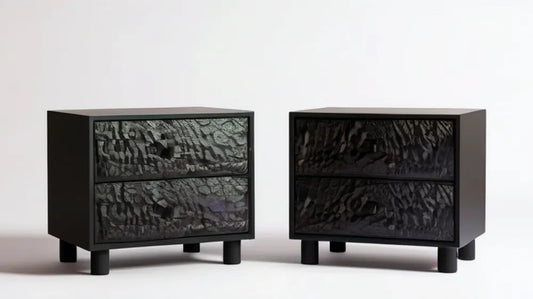 Zestaw 2 czarnych szafek nocnych z 2 szufladami, MDF, 45 x 40 x 50 cm