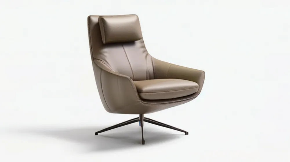 Obrotowy fotel wypoczynkowy z zagłówkiem, ekoskóra PU Taupe, 75 x 85 x 100 cm