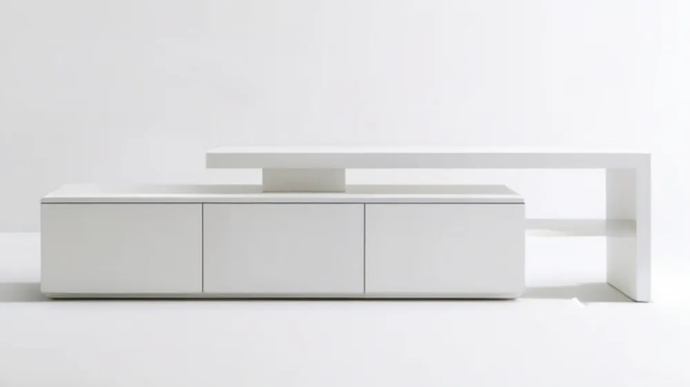 Biała minimalistyczna szafka RTV z MDF 200 x 40 x 45 cm