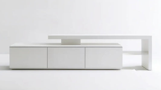 Biała minimalistyczna szafka RTV z MDF 200 x 40 x 45 cm